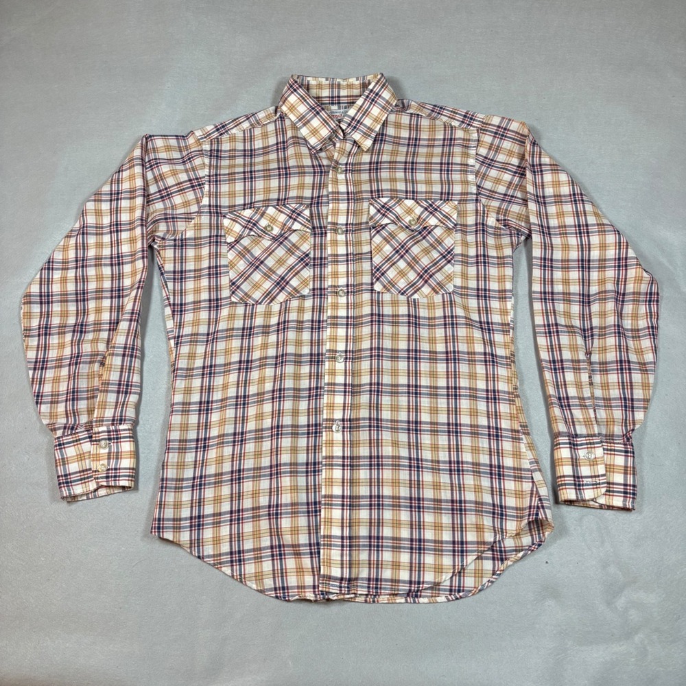 Vintage Levis Strauss & Co Mens Plaid Long Sleeve Button Down Shirt Medium